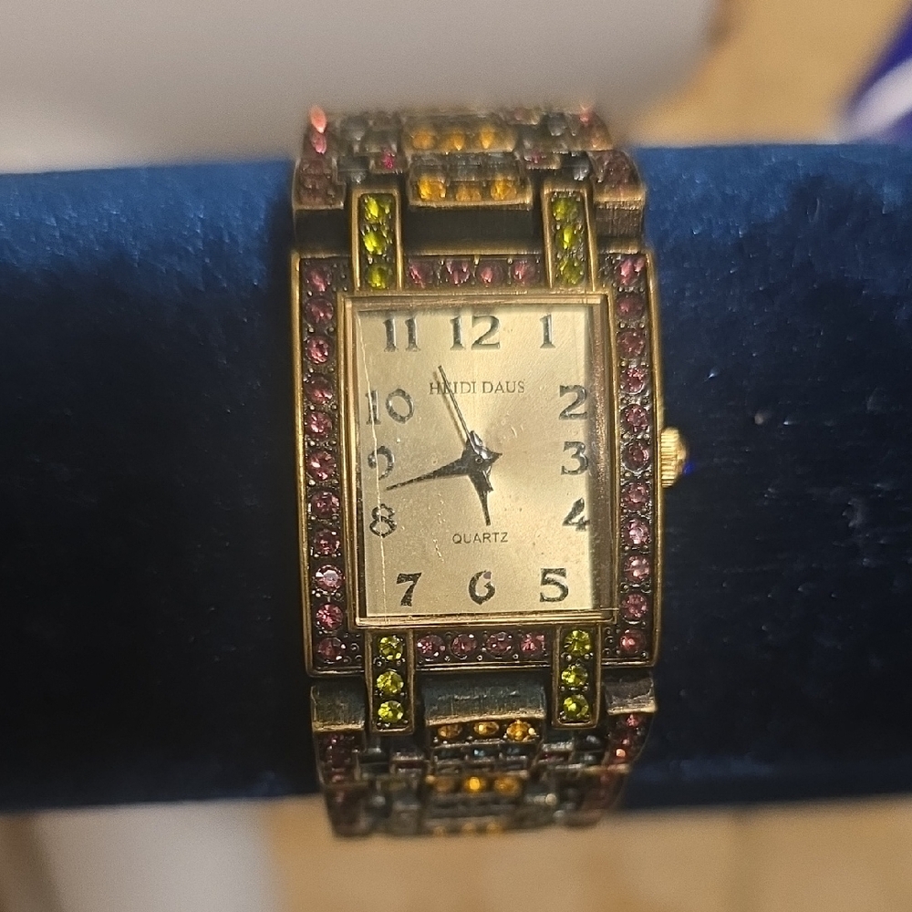 Heidi Daus Pink and Multicolor Swarovski Crystal Watch Elegant Watch